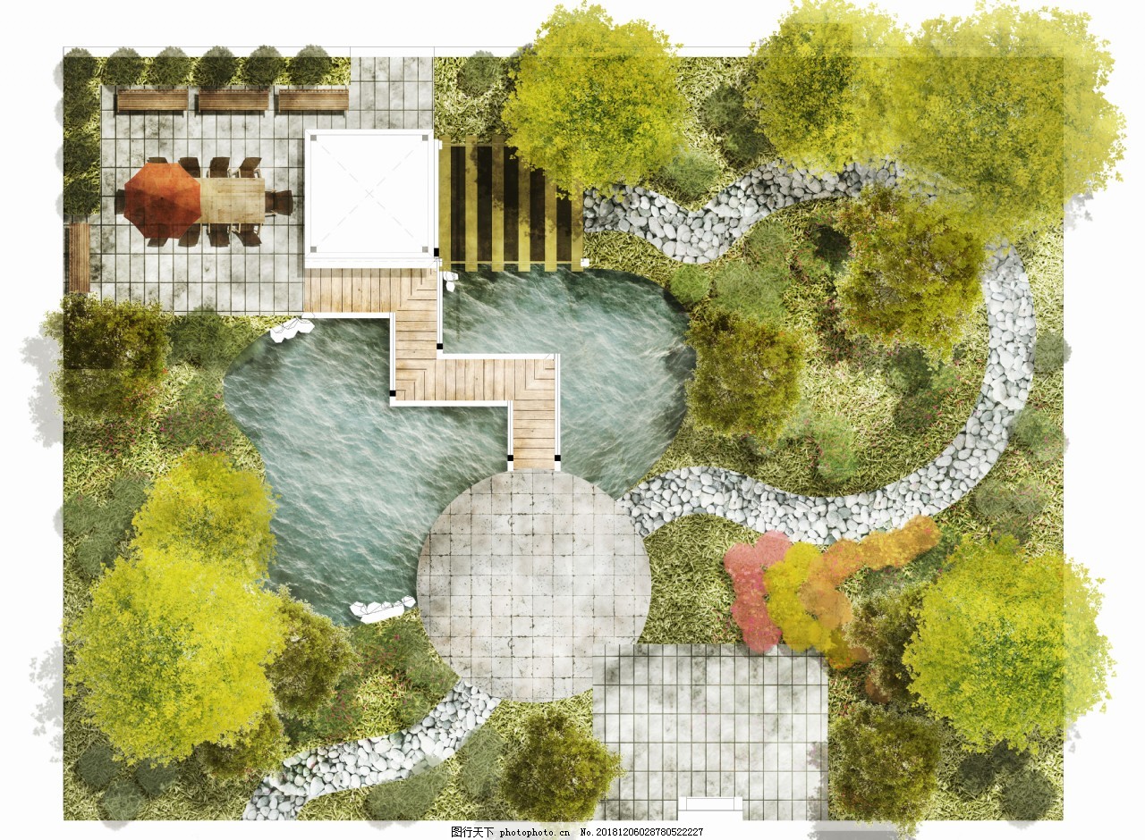 庭院設計彩色平圖 實用與美學的完美結合